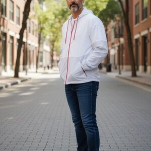 Under Armour Men's White and Red Windbreaker